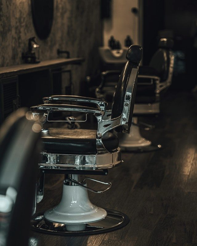 A vintage barber's chair in the shop at Kenny's Barbering Co.